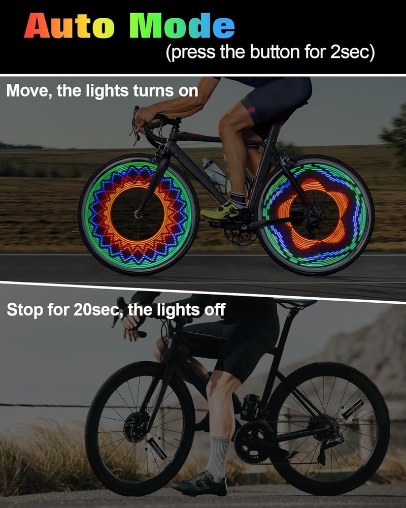 Zacro Bike Wheel Lights, 2 Pack LED Bike Spoke Lights, Safety 32 Bright Patterns Bike Tire Lights for Kids & Adult, Waterproof Bicycle Rim Lights for Night Riding, Basic/Upgraded Rechargeable Model - Image 4